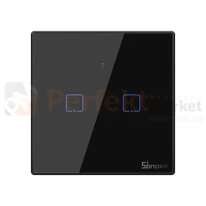 Sonoff dotykowy szklany włącznik światła WiFi + RF 433 T3 EU TX  2-kanałowy eWeLink czarny
