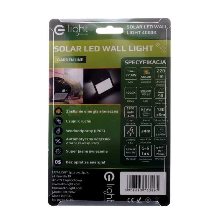 Lampka Solarna Butterfly Czarna 1,5W EKO3867