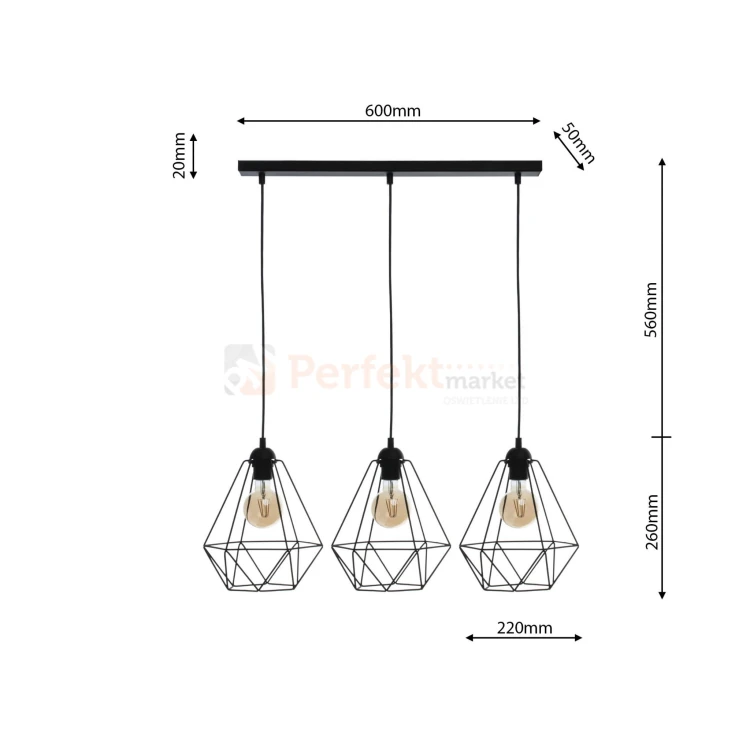 Lampa wisząca BASKET BLACK 3xE27 MLP7215