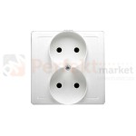 Gniazdo wtyczkowe podwójne bez uziemienia biały 16A oświetlenie_led LED biały Simon Basic BMG2/11 perfektmarket hurtownia_olsztyn