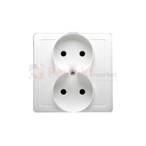 Gniazdo wtyczkowe podwójne bez uziemienia biały 16A oświetlenie_led LED biały Simon Basic BMG2/11 perfektmarket hurtownia_olsztyn