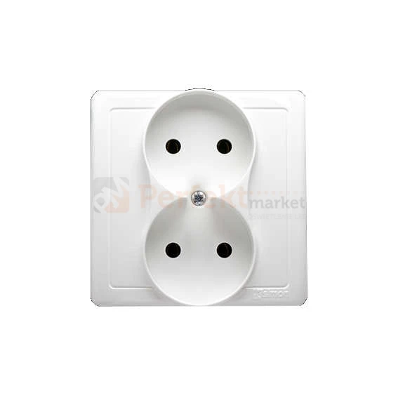 Gniazdo wtyczkowe podwójne bez uziemienia biały 16A oświetlenie_led LED biały Simon Basic BMG2/11 perfektmarket hurtownia_olsztyn