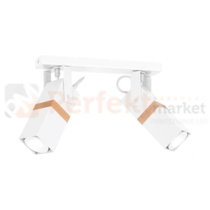 Lampa sufitowa biała drewno spot VIDAR WHITE 2xGU10 MLP5406
