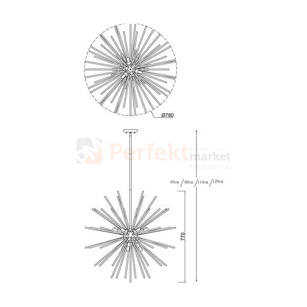 URCHIN lampa wisząca złota P0491-09C-F7DY złote rurki 78 cm