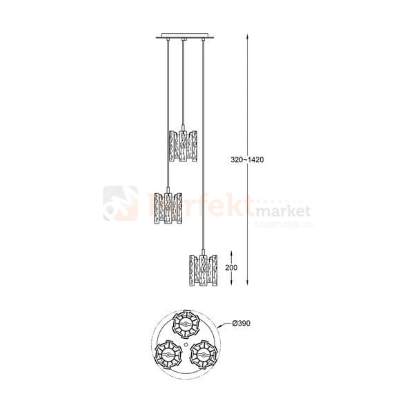 Froze lampa wisząca P0509-03D-B5AC szklana 3xG9 Zuma Line