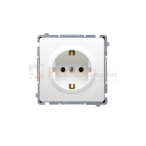 Gniazdo wtyczkowe pojedyncze z uziemieniem typu Schuko biały 16A białe biały oświetlenie_led LED biały Simon Basic BMGSZ1.01/11
 perfektmarket hurtownia_olsztyn