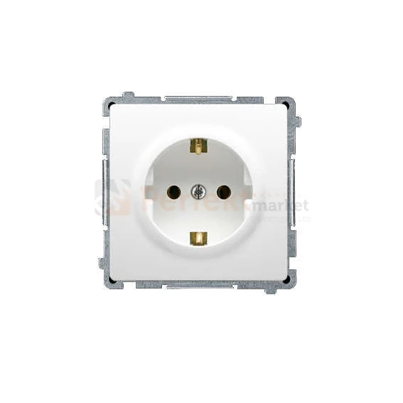 Gniazdo wtyczkowe pojedyncze z uziemieniem typu Schuko biały 16A białe biały oświetlenie_led LED biały Simon Basic BMGSZ1.01/11
 perfektmarket hurtownia_olsztyn