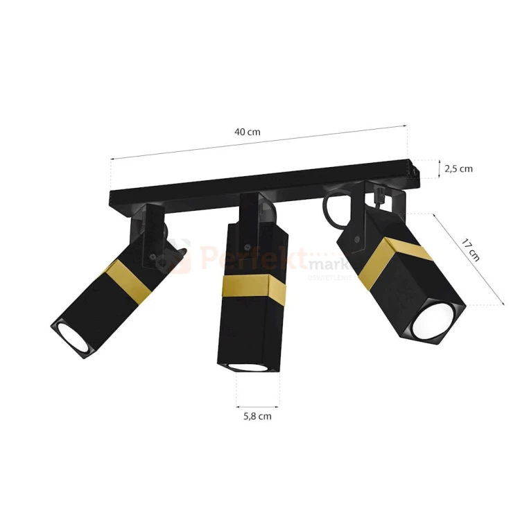 Lampa sufitowa VIDAR BLACK/GOLD 3xGU10 MLP6278