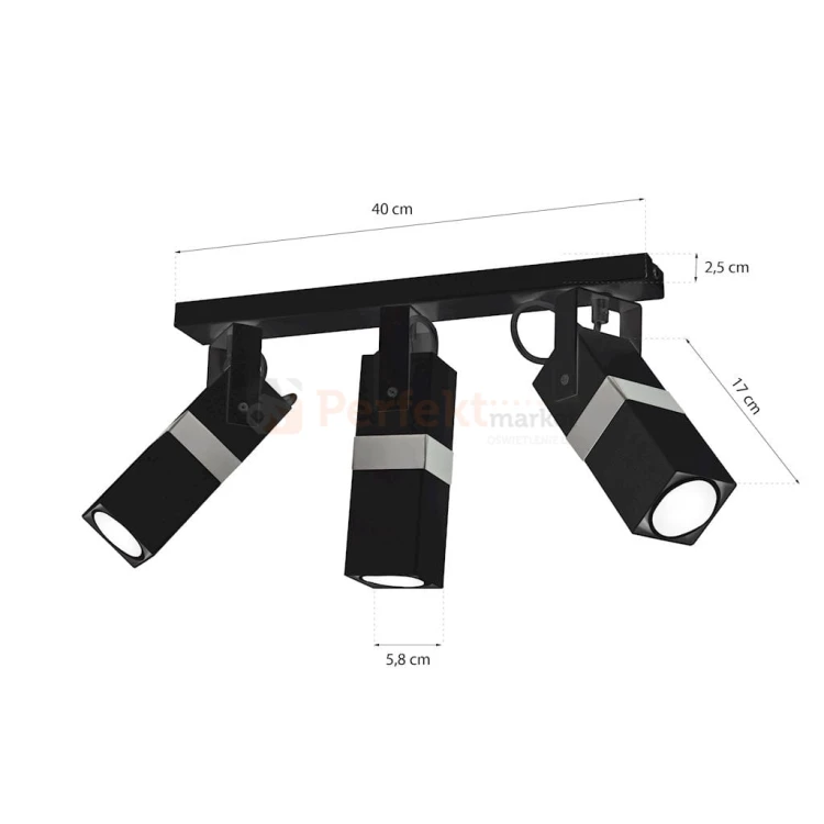 Lampa sufitowa VIDAR BLACK/CHROME 3xGU10 MLP6286