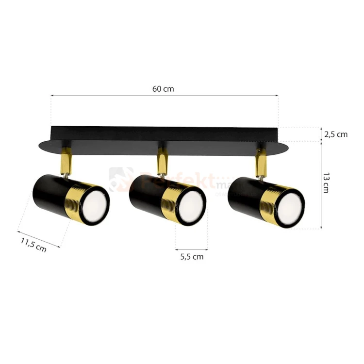 Lampa sufitowa DANI BLACK/GOLD 3xGU10 MLP6238