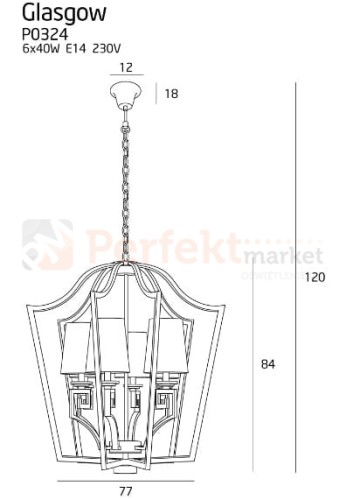 lampa wisząca chrom hapton p0324 Glasgow perfektmarket lampy size