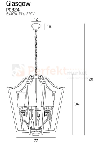 lampa wisząca chrom hapton p0324 Glasgow perfektmarket lampy size