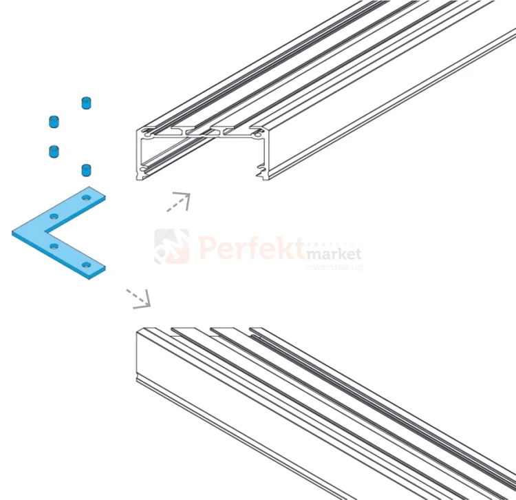 łączenie profilu aluminiowego LED pod kątem łącznik kątowy 90 stopni perfektmarket oświetlenie LED