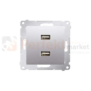 Ładowarka 2xUSB 2.1A 5V/DC podwójna Simon 54 DC2USB.01/43 srebrny mat metalizowany
