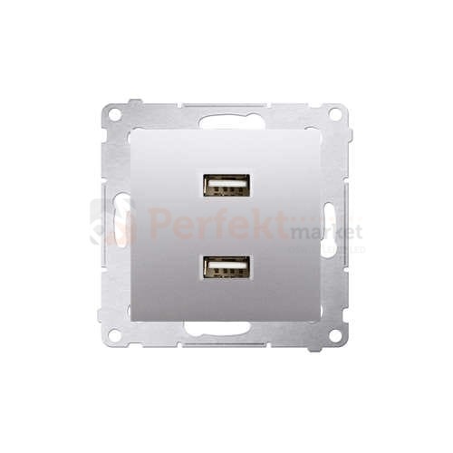 Simon 54 ładowarka do komórki USB podwójne białe DC2USB.01/43 srebrny mat bez ramki perfektmarket