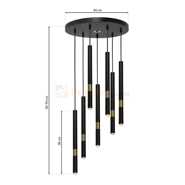 Lampa wisząca MONZA BLACK / GOLD 7xG9 8W MLP6385