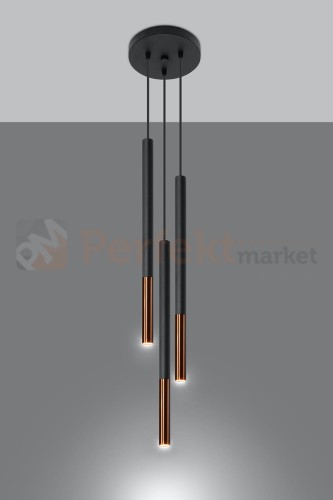 Lampa wisząca MOZAICA 3P czarny/miedź SL.0890 Sollux