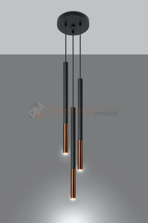 Lampa wisząca MOZAICA 3P czarny/miedź SL.0890 Sollux