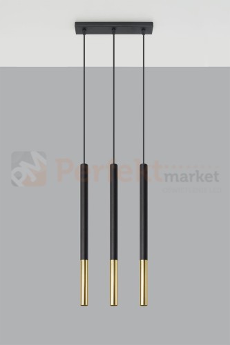 Lampa wisząca MOZAICA 3L czarny/złoto SL.0892 Sollux