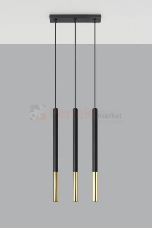 Lampa wisząca MOZAICA 3L czarny/złoto SL.0892 Sollux
