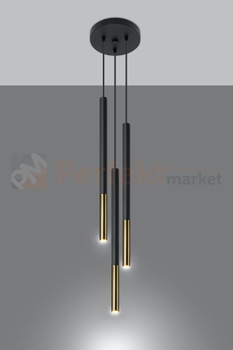 Lampa wisząca MOZAICA 3P czarny/złoto SL.0893 Sollux