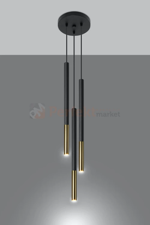 Lampa wisząca MOZAICA 3P czarny/złoto SL.0893 Sollux