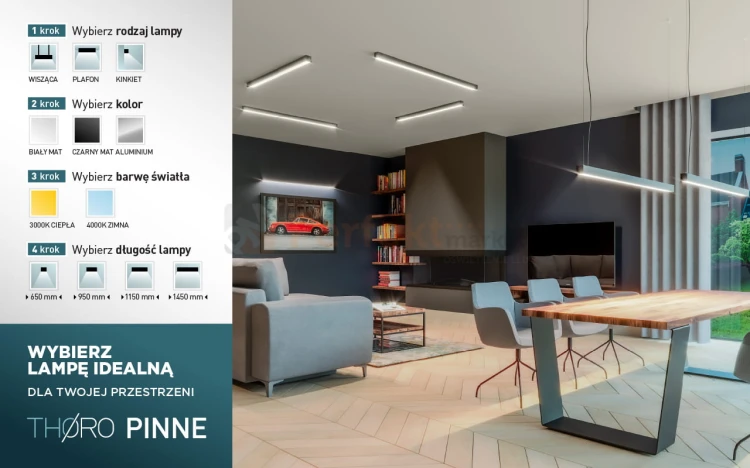 Lampa wisząca PINNE 650 BIAŁA, 4000K, 22W TH.032 Sollux