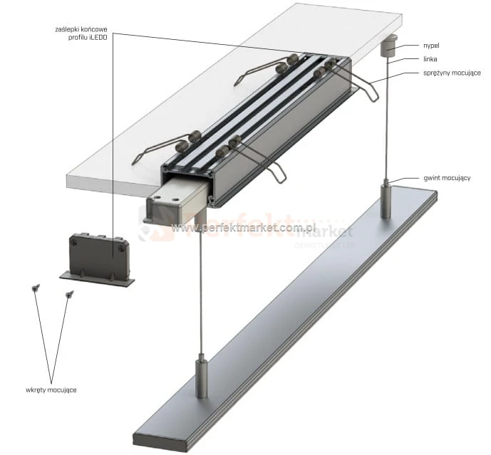 Profil do taśm LED lamp Inso srebrny 2 mb  LUMINES-INSO2-S perfektmarket sklep
montaż 