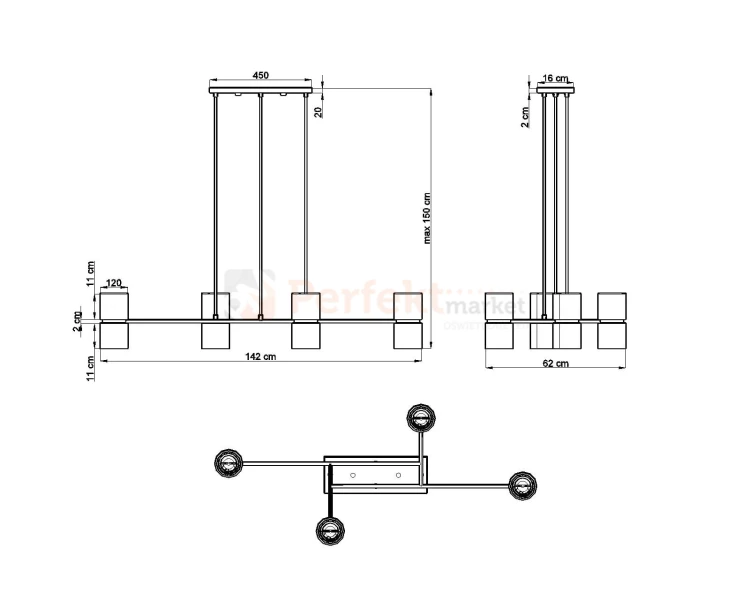 Lampa wisząca KUKKIA CZARNA TH.004CZ Sollux