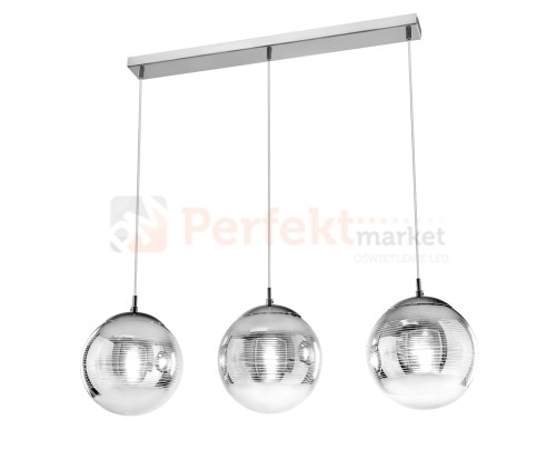 Lampa wisząca szklana Mila II 3P 3 kule chrom