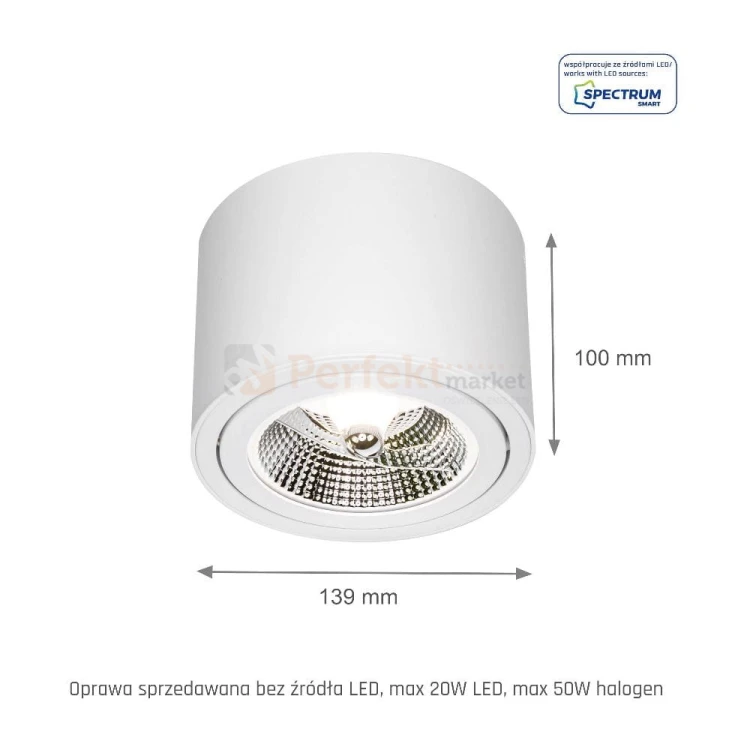Chloe AR111 tuba regulowana sufitowa LED spectrum LED biała SLIP005012.jpg