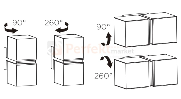 Lampa ścienna zewnętrzna LED kinkiet elewacyjny 23W 3000K Lutec CUBA  obracanie.png