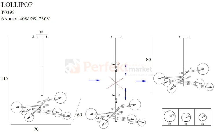 MAXLIGHT P0395 LAMPA WISZĄCA LOLLIPOP BLACK