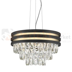Lampa wisząca Naica czarno złota z kryształami P0525-04A-P7D7 38cm Zuma Line
