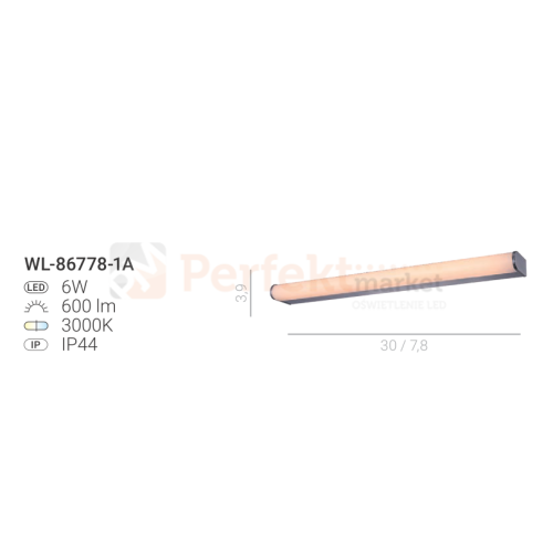 Kinkiet nad lustro łazienkowy 30 cm Italux Sanosti WL-86778-1A chrom IP44.png