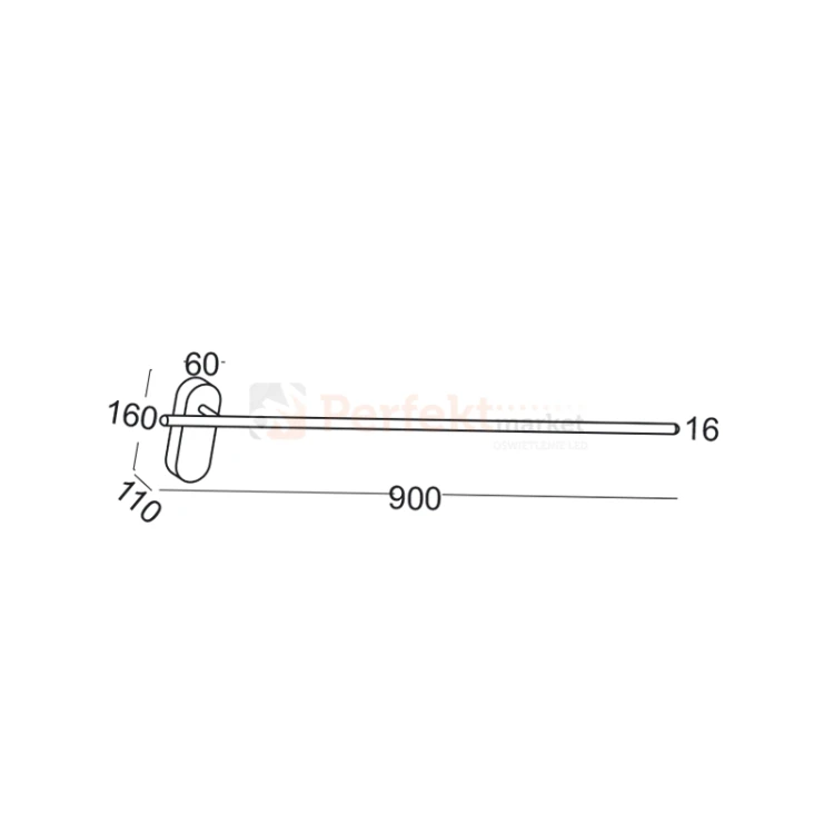 Lampa ścienna kinkiet LED skośny Line 243 Elkim regulowany czarny tuba rura na ścianę wymiar