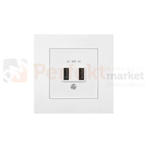 Gniazdo ładowarka 2xUSB A 5V 2x1A białe KARRE