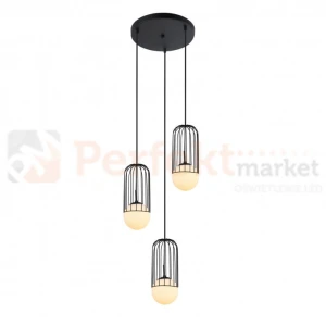 Italux Matty MDM-3939/3 BK lampa wisząca czarna kula mleczna