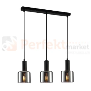 Lampa wisząca Santia czarna z dymionym kloszem 3xE27 Italux PND-65342-3-BK+SG 