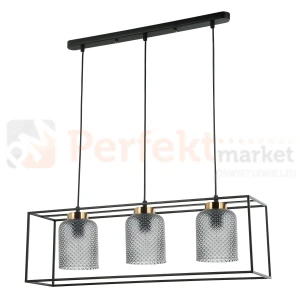 Lampa wisząca Sinella czarna dymiony klosz Italux PND-23231-3-BK+SG