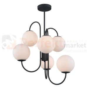 Italux PND-5500-6-BK lampa wisząca Gela czarny kula mleczna