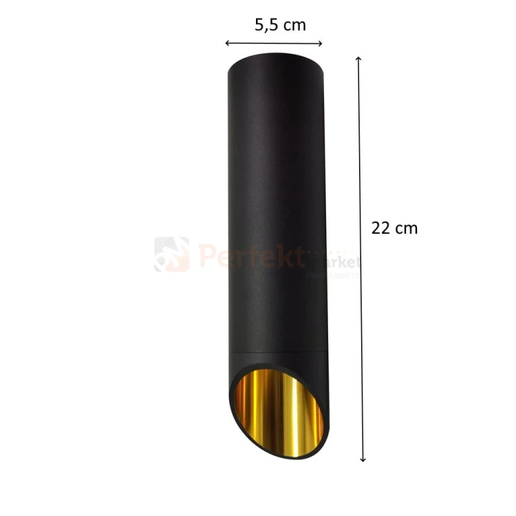oprawa sufitowa VALDA ścięta 22 cm czarno- złota wymiary downlight perfektmarket.jpg