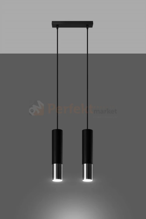 Lampa wisząca LOOPEZ 2 czarny/chrom SL.0941 Sollux