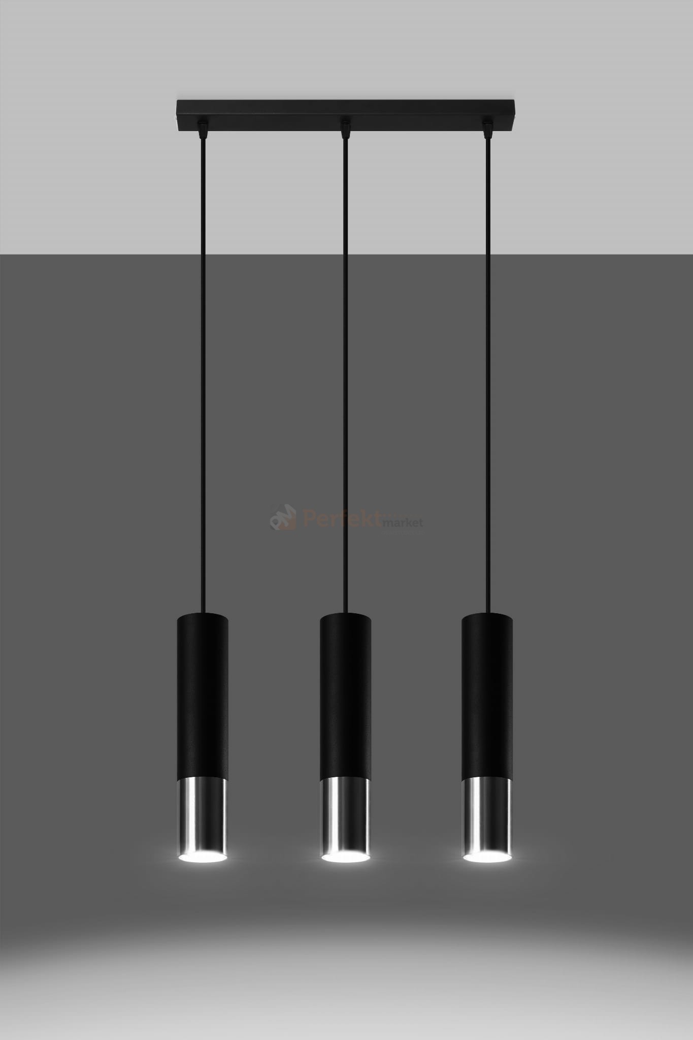 Lampa wisząca LOOPEZ 3L czarny/chrom SL.0942 Sollux