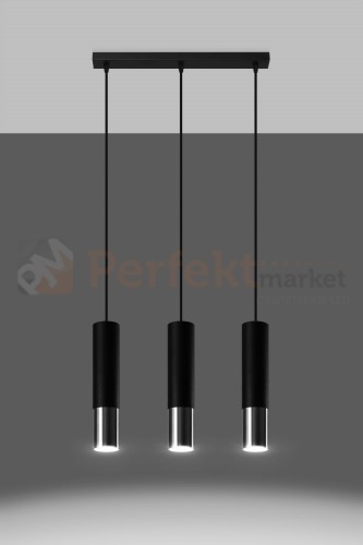 Lampa wisząca LOOPEZ 3L czarny/chrom SL.0942 Sollux