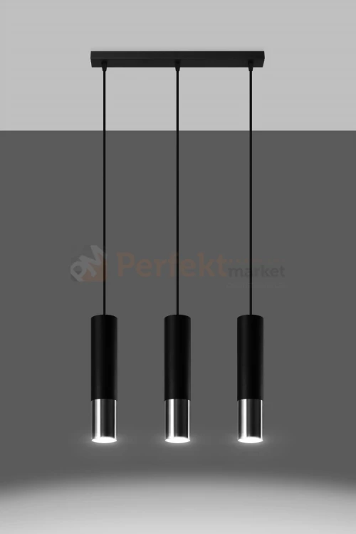 Lampa wisząca LOOPEZ 3L czarny/chrom SL.0942 Sollux