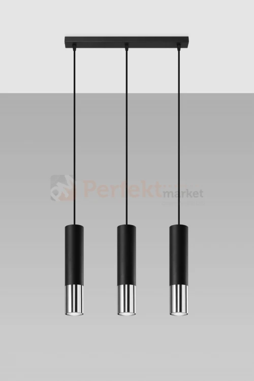 Lampa wisząca LOOPEZ 3L czarny/chrom SL.0942 Sollux