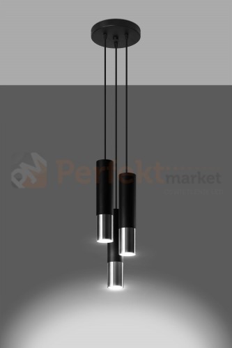 Lampa wisząca LOOPEZ 3P czarny/chrom SL.0943 Sollux