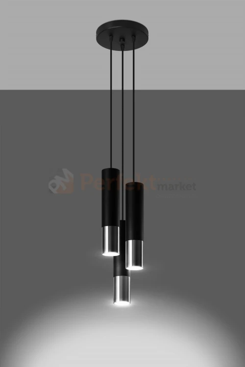 Lampa wisząca LOOPEZ 3P czarny/chrom SL.0943 Sollux