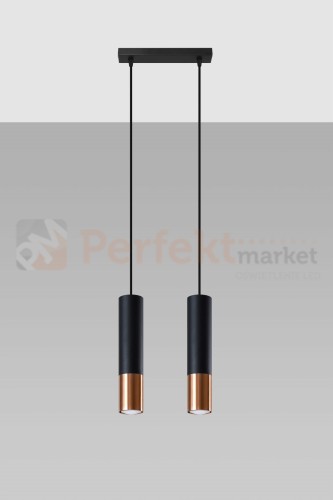 Lampa wisząca LOOPEZ 2 czarny/miedź SL.0947 Sollux